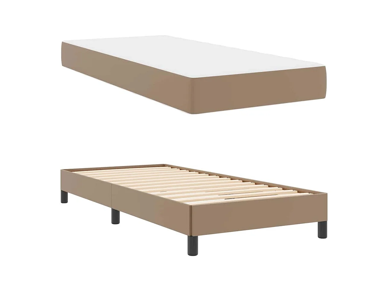 Cadre de lit avec matelas Cappuccino 90 x 190 cm Faux cuir