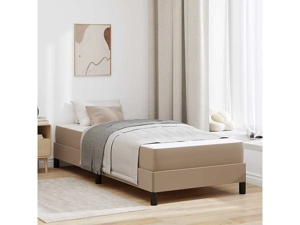 Cama com colchão Cappuccino 90 x 190 cm Couro sintético