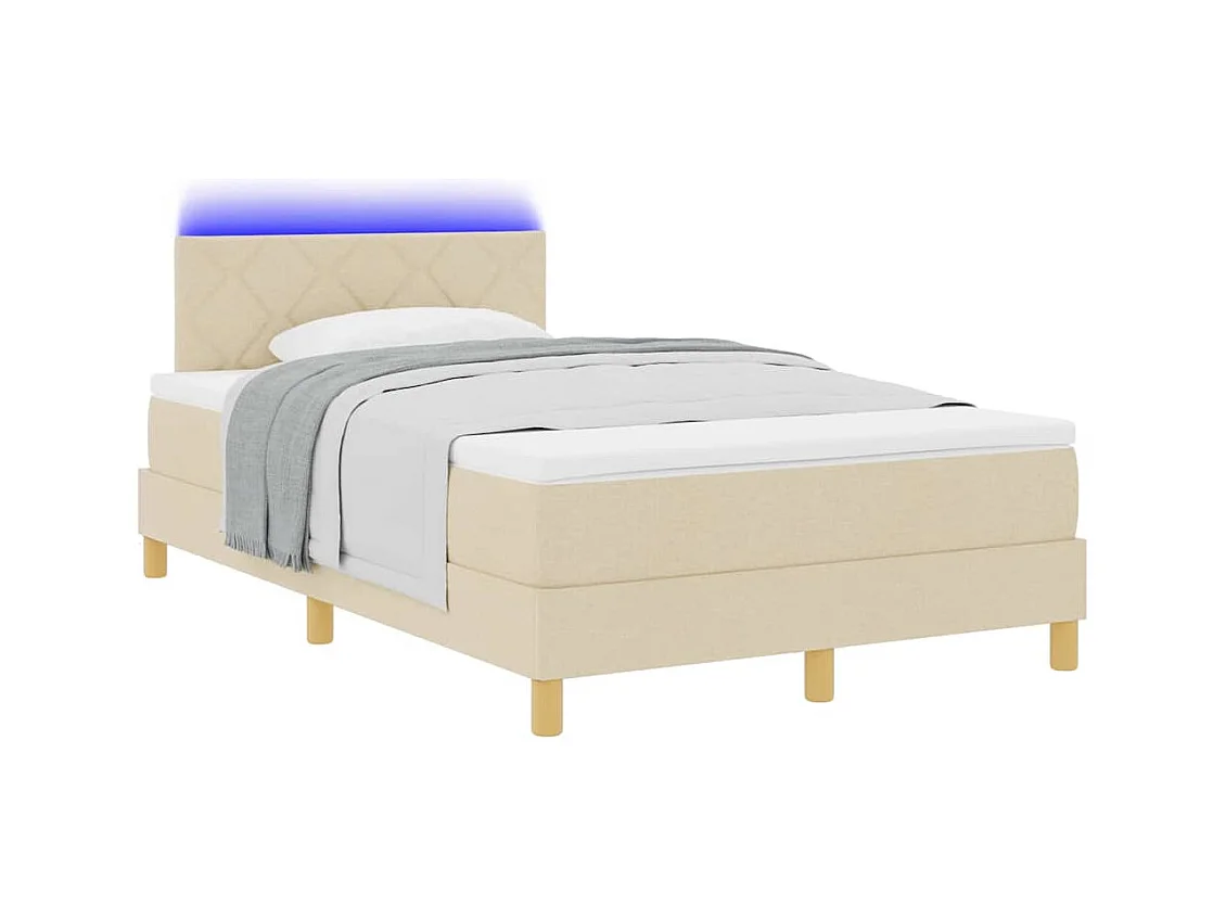 Cadre de lit avec matelas Crème 120 x 200 cm tissu