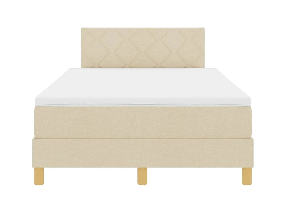 Cadre de lit avec matelas Crème 120 x 200 cm tissu