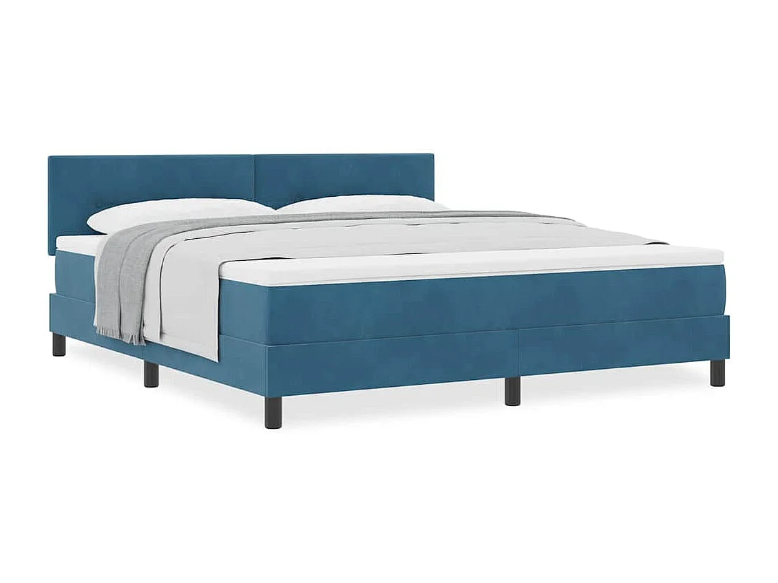 Cadre de lit avec matelas Bleu foncé 180 x 200 cm tissu