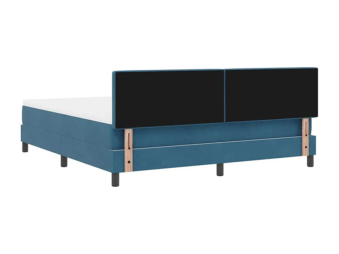 Cadre de lit avec matelas Bleu foncé 180 x 200 cm tissu