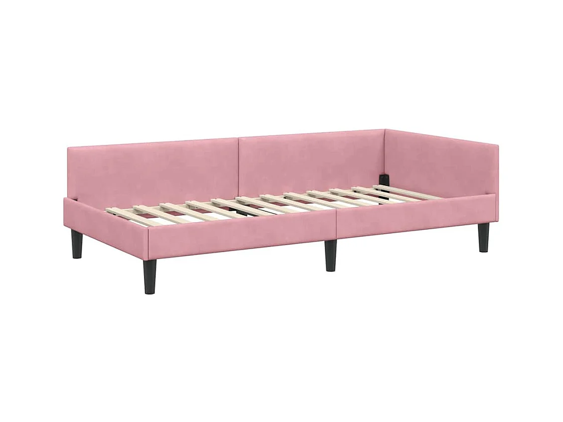 Cadre de lit d'angle Rose 80 x 200 cm Velours et bois stratifié