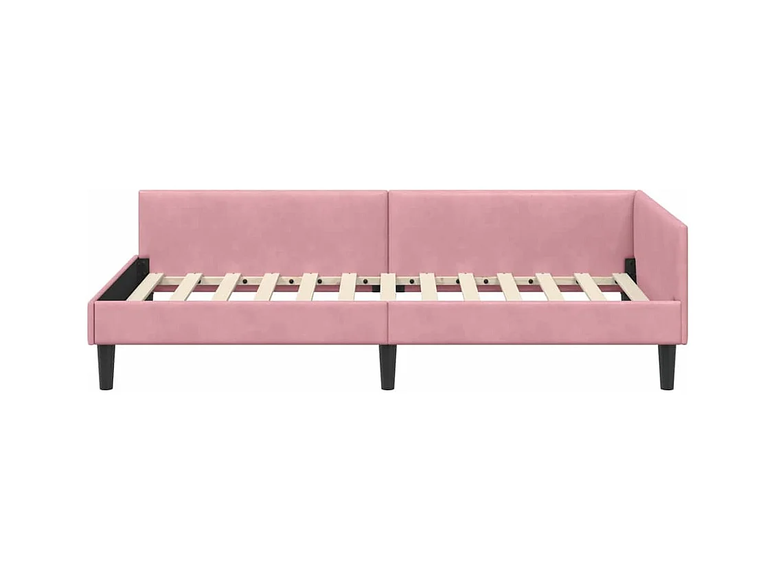 Cadre de lit d'angle Rose 80 x 200 cm Velours et bois stratifié