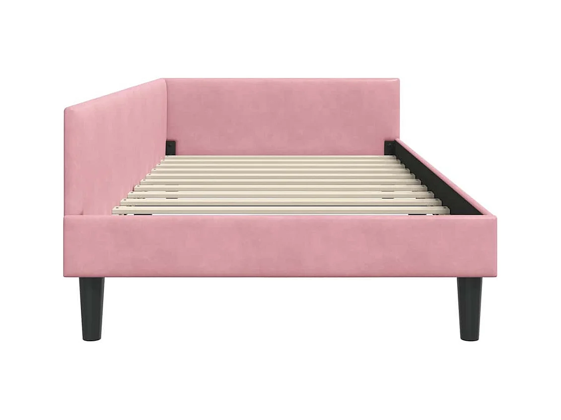 Cadre de lit d'angle Rose 80 x 200 cm Velours et bois stratifié