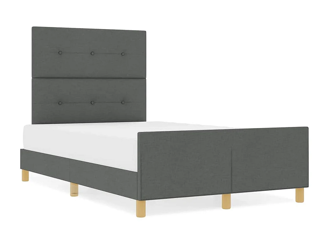 Cadre de lit avec tête de lit Gris foncé 120 x 190 cm tissu