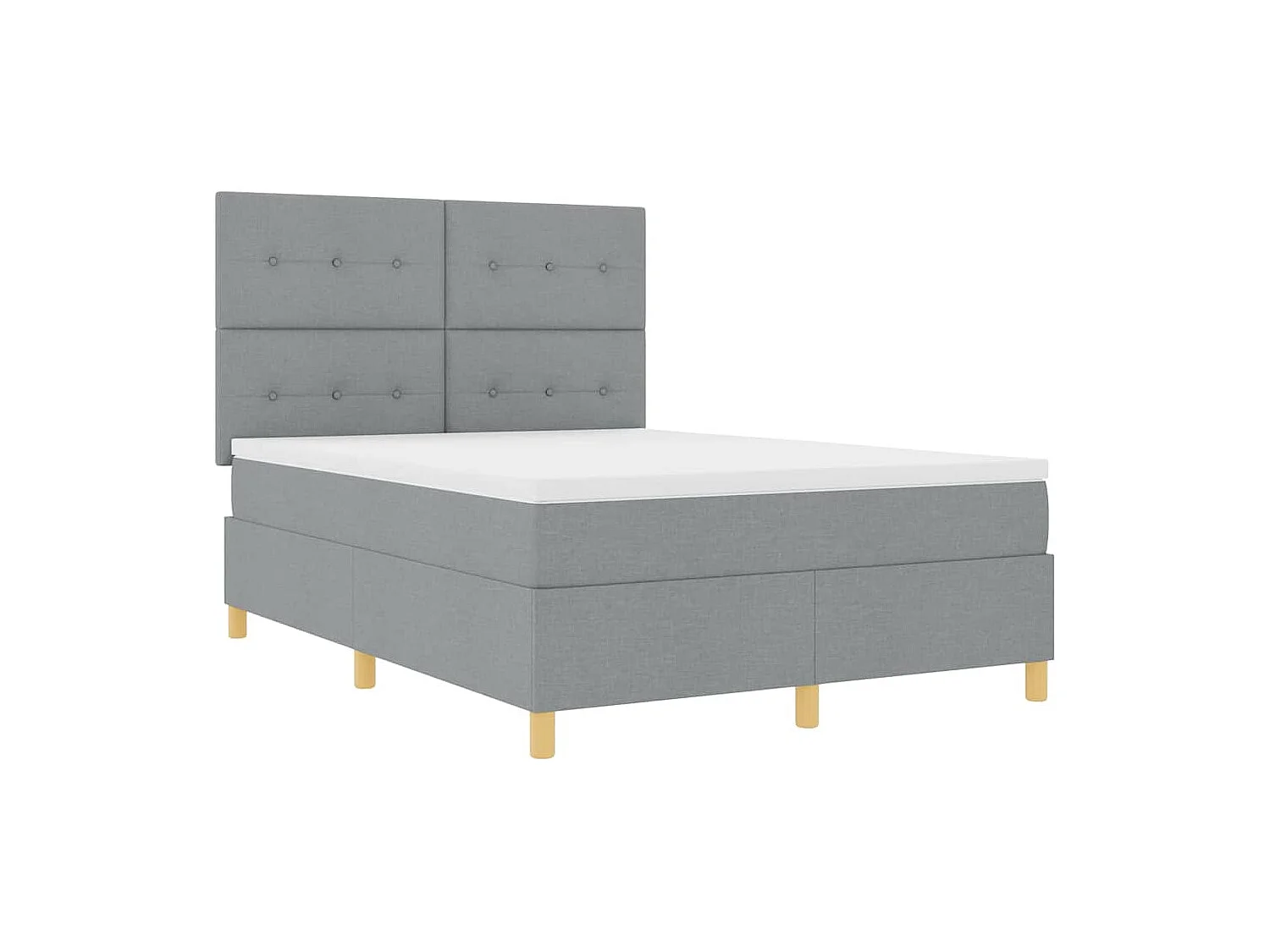 Cadre de lit avec matelas Gris clair 140 x 190 cm tissu