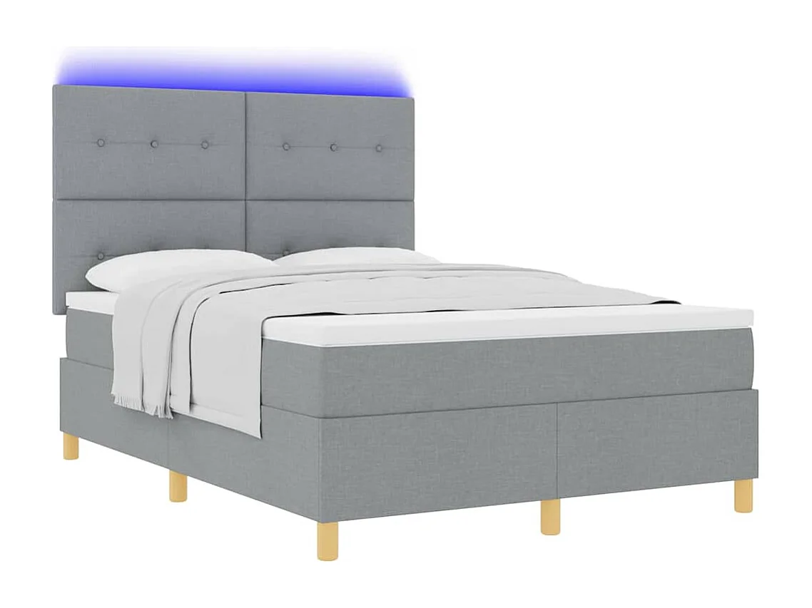 Cadre de lit avec matelas Gris clair 140 x 190 cm tissu