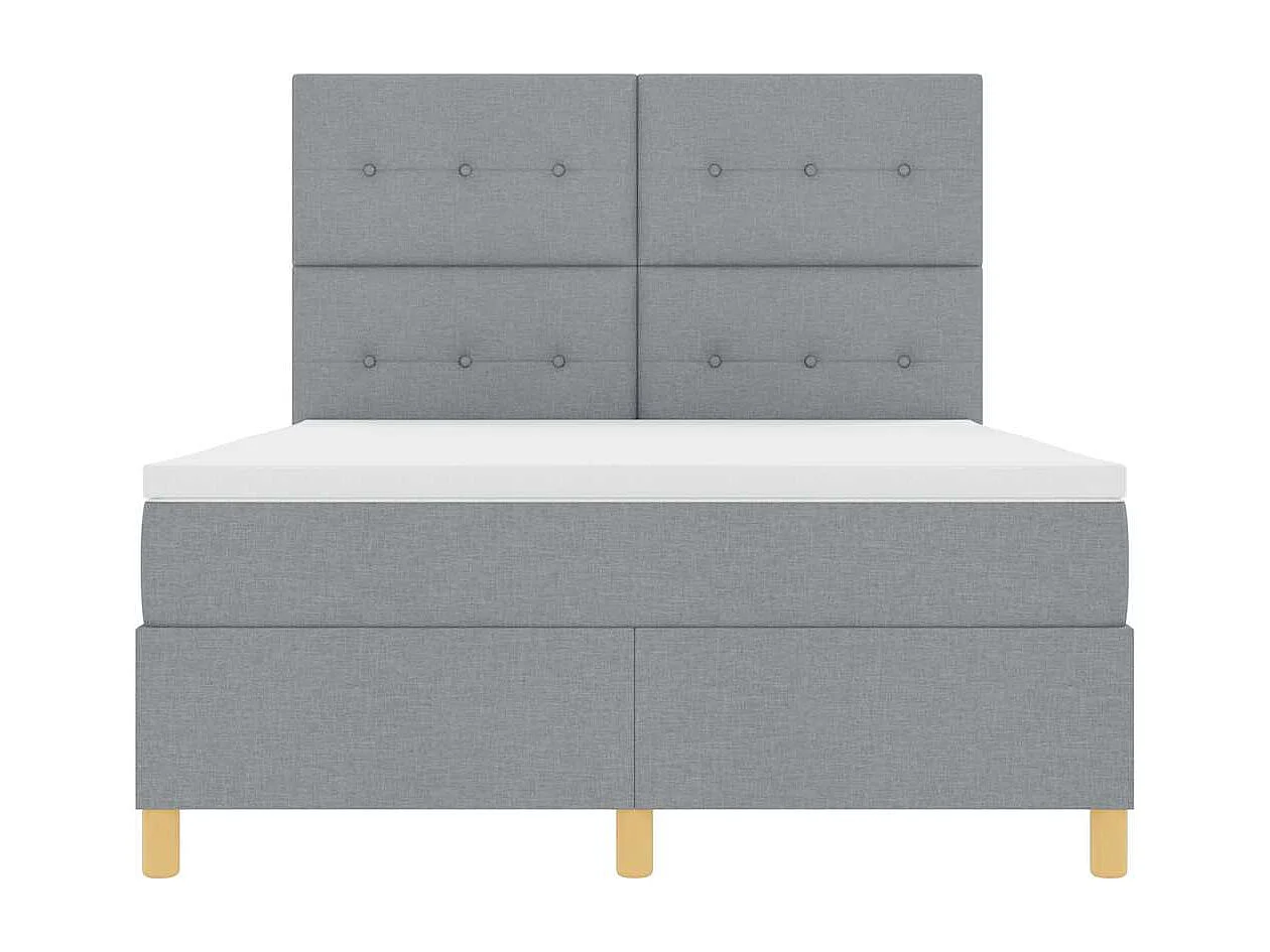 Cadre de lit avec matelas Gris clair 140 x 190 cm tissu