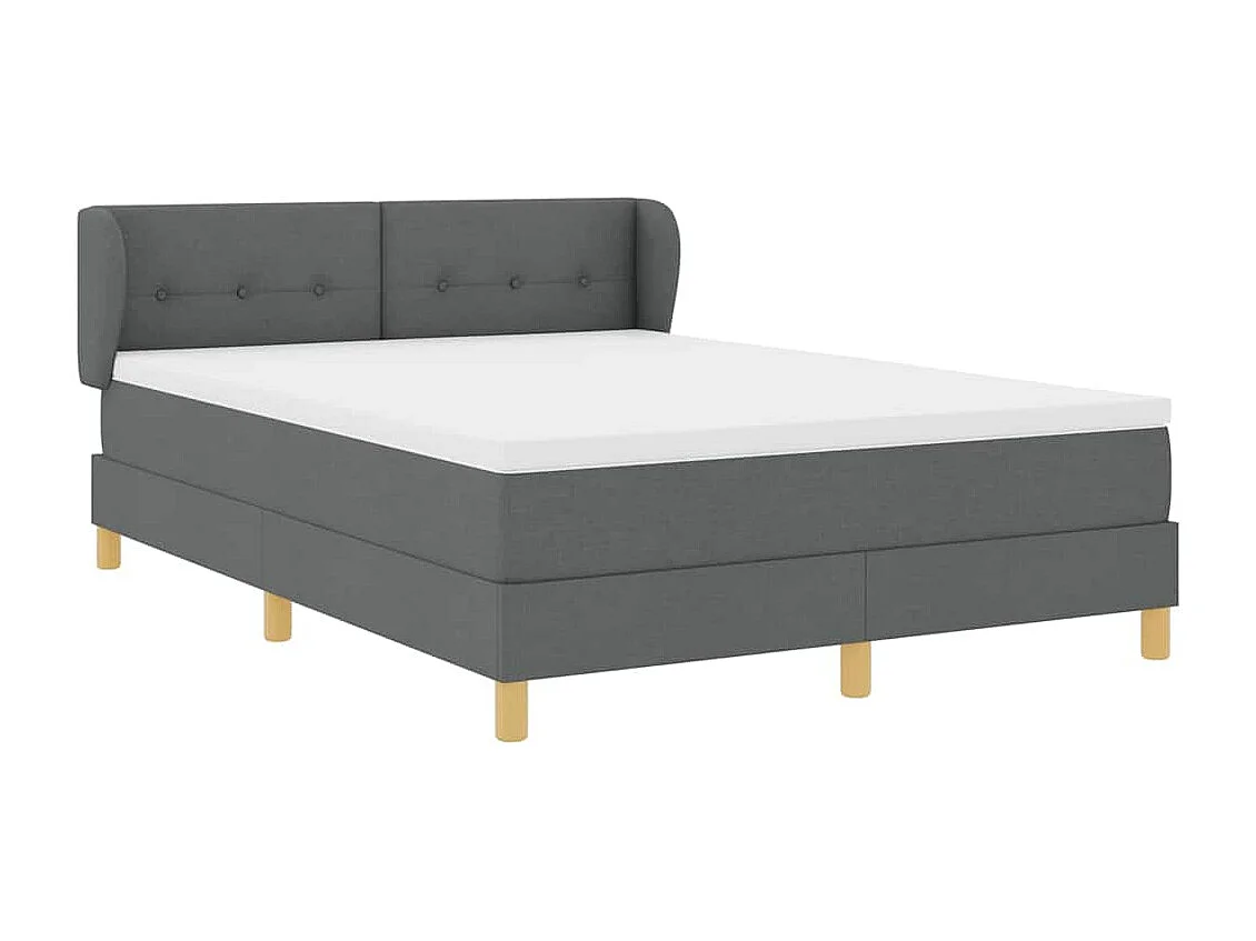 Cadre de lit avec Matelas Crème 90x200 cm Tissu Gris foncé