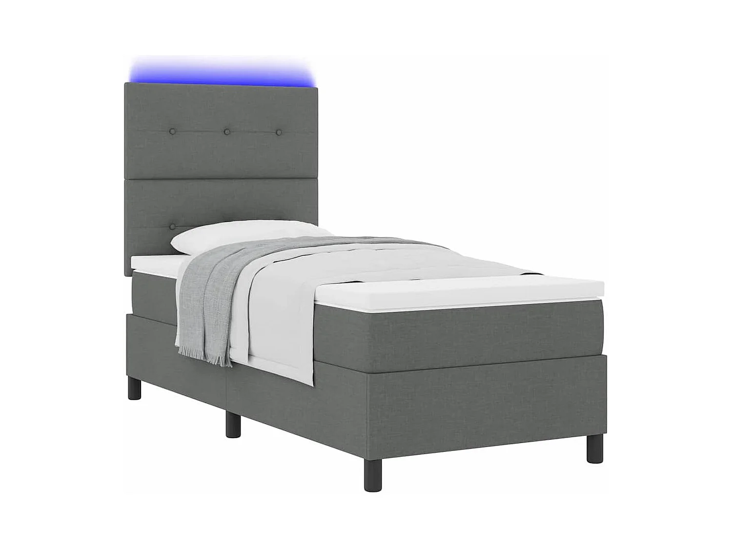 Cama tipo Box Spring con colchón Gris oscuro 80 x 200 cm tela