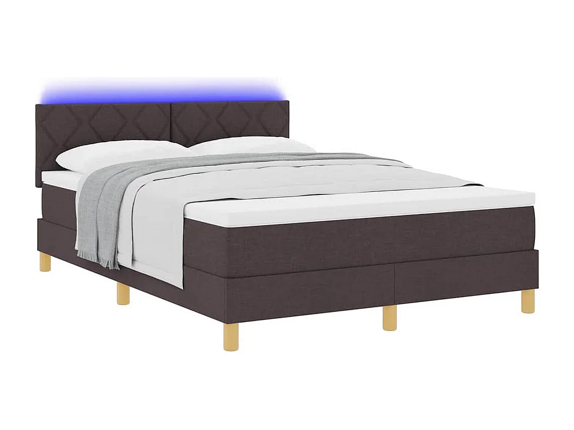 Cadre de lit avec matelas Marron foncé 160 x 200 cm tissu