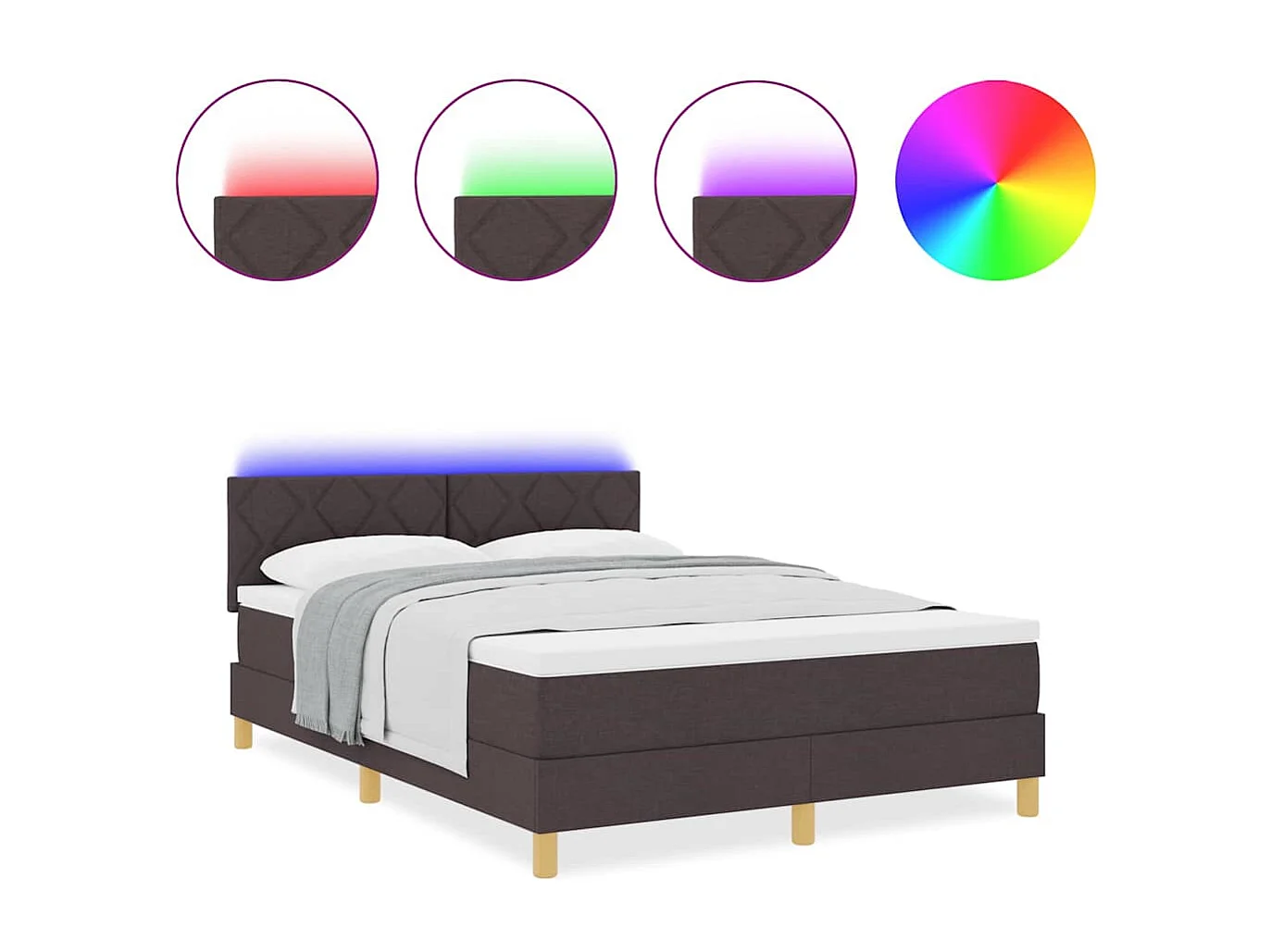 Cadre de lit avec matelas Marron foncé 160 x 200 cm tissu