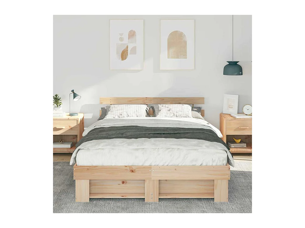 Estrutura da Cama Castanho 160 x 200 cm Madeira de pinho maciça