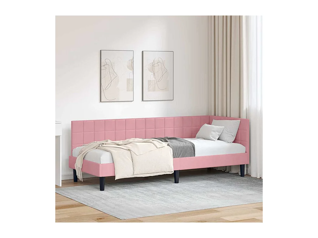 Cadre de lit d'angle avec tête de lit Rose 80 x 200 cm Velours