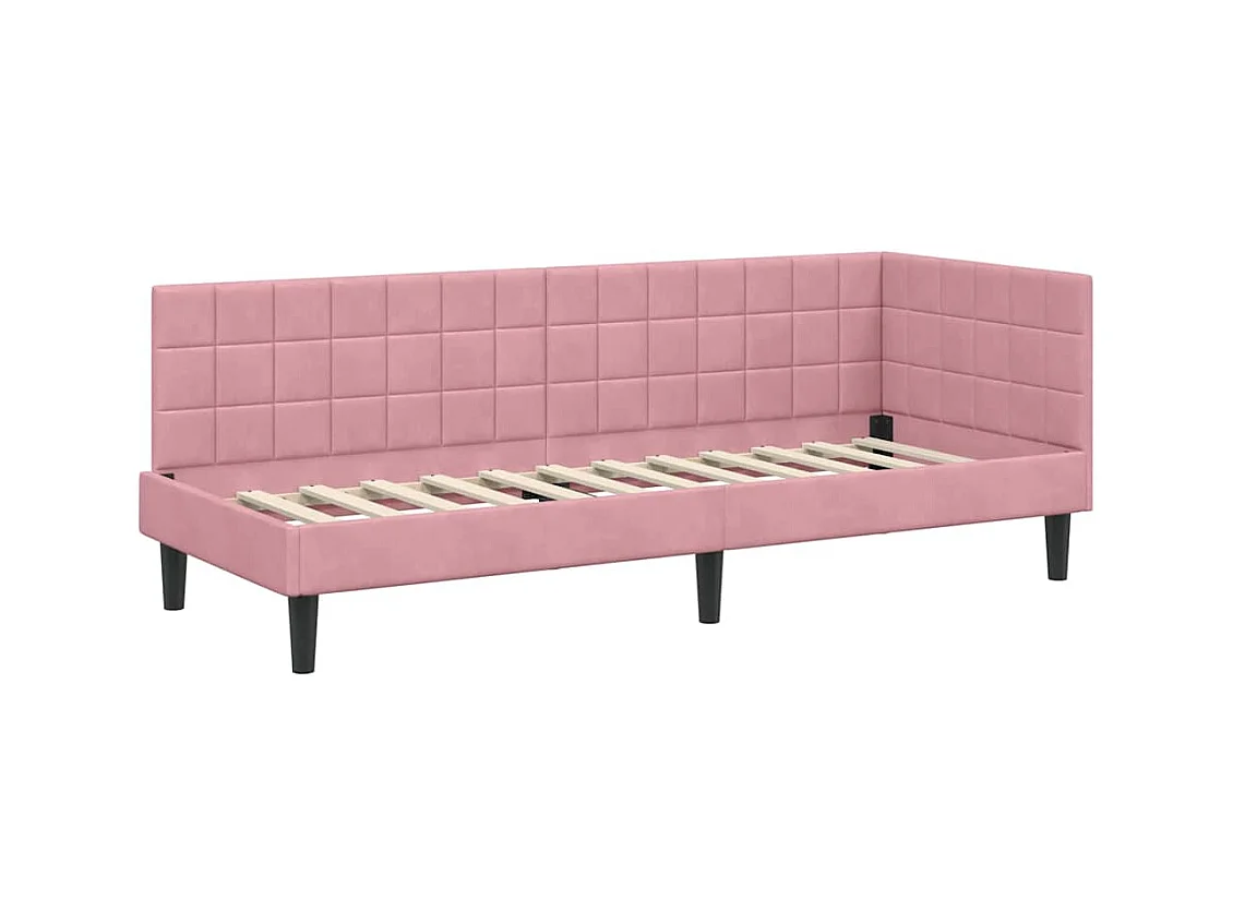 Cadre de lit d'angle avec tête de lit Rose 80 x 200 cm Velours