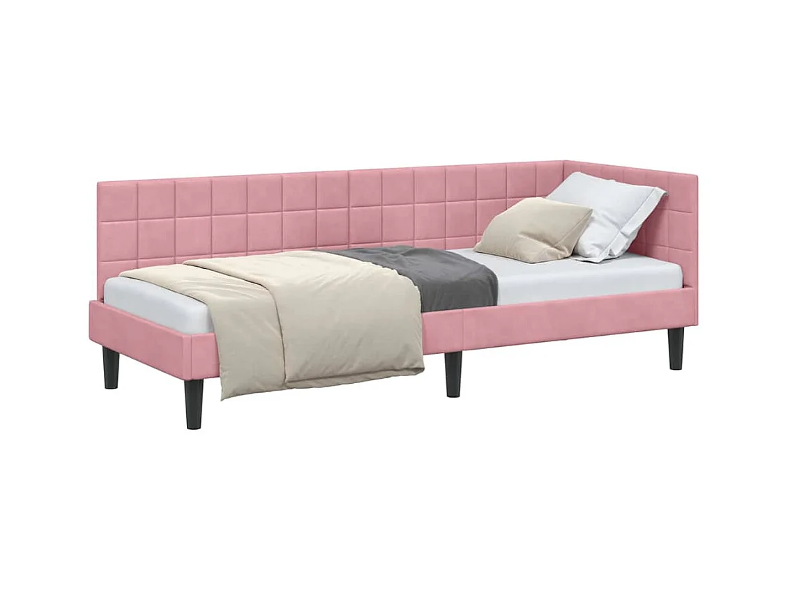 Cadre de lit d'angle avec tête de lit Rose 80 x 200 cm Velours