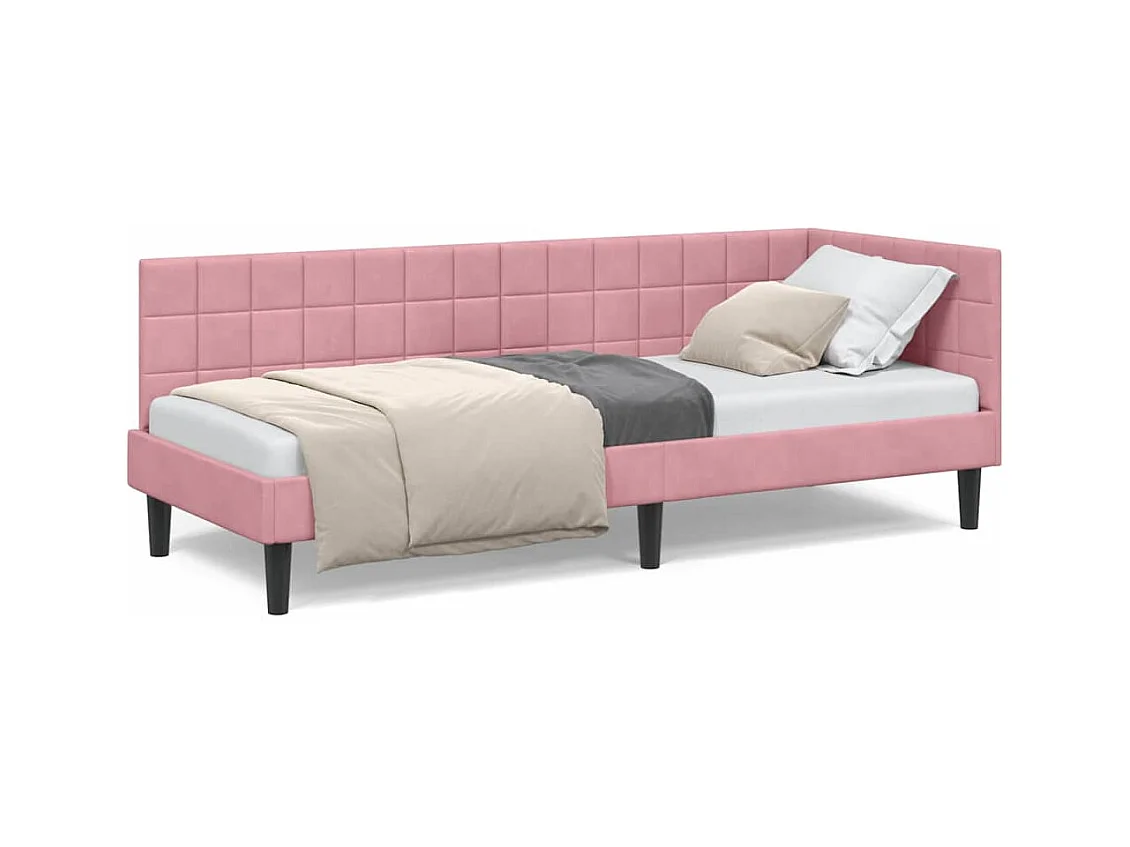 Cadre de lit d'angle avec tête de lit Rose 80 x 200 cm Velours