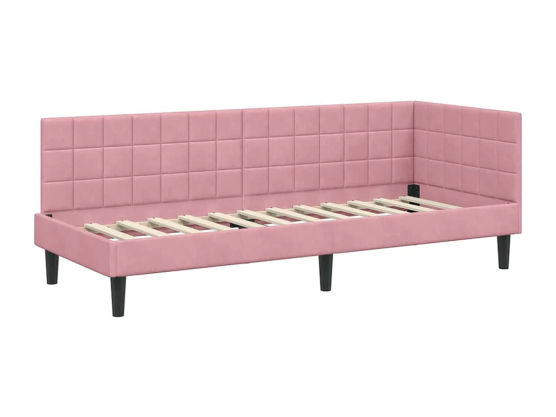 Estructura de cama en esquina Rosa 80 x 200 cm Terciopelo