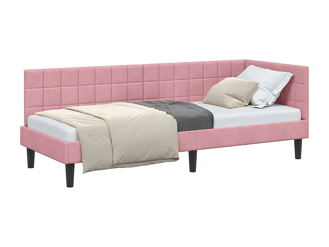 Estructura de cama en esquina Rosa 80 x 200 cm Terciopelo