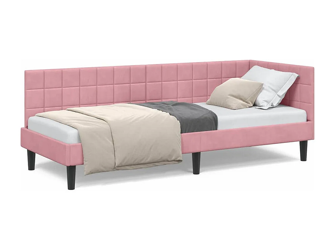 Estructura de cama en esquina Rosa 80 x 200 cm Terciopelo