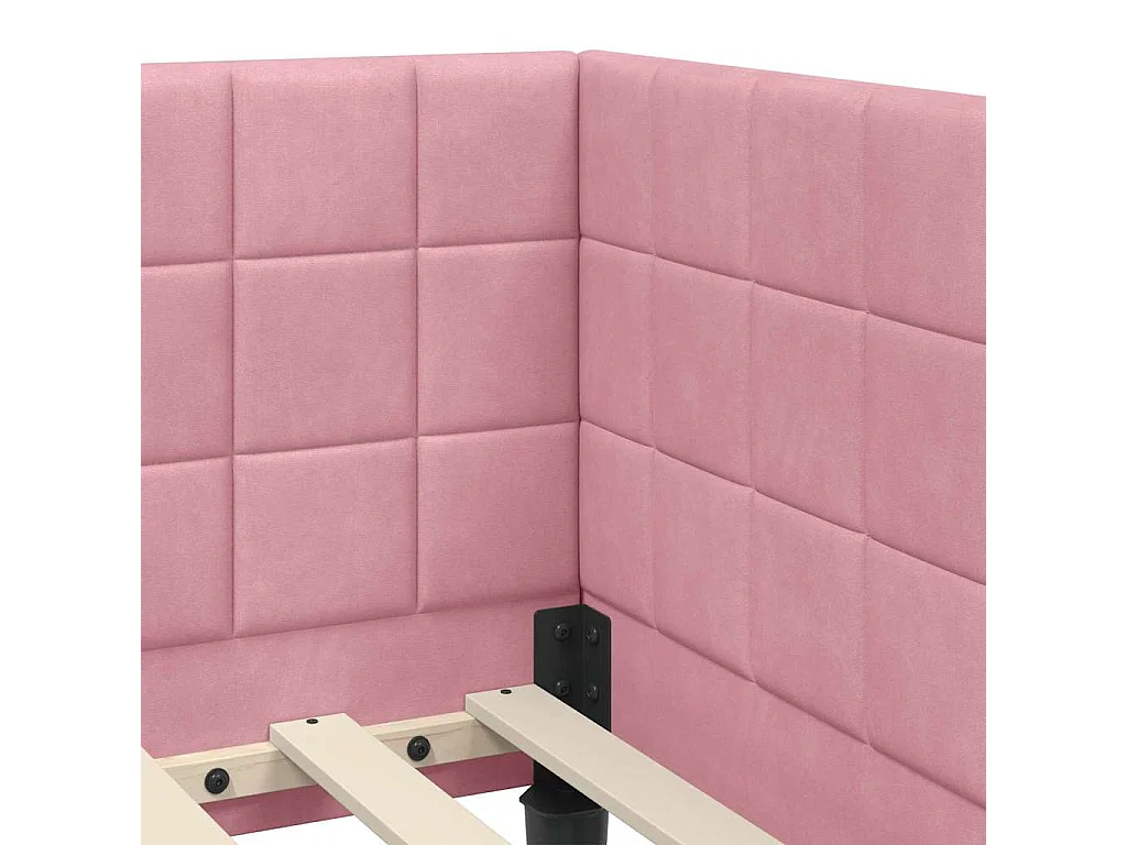 Estructura de cama en esquina Rosa 80 x 200 cm Terciopelo