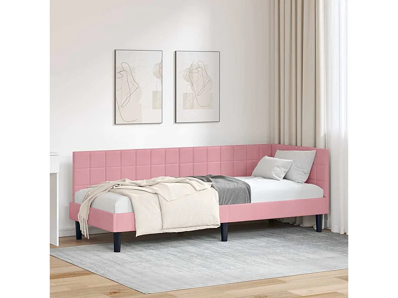 Estructura de cama en esquina Rosa 80 x 200 cm Terciopelo