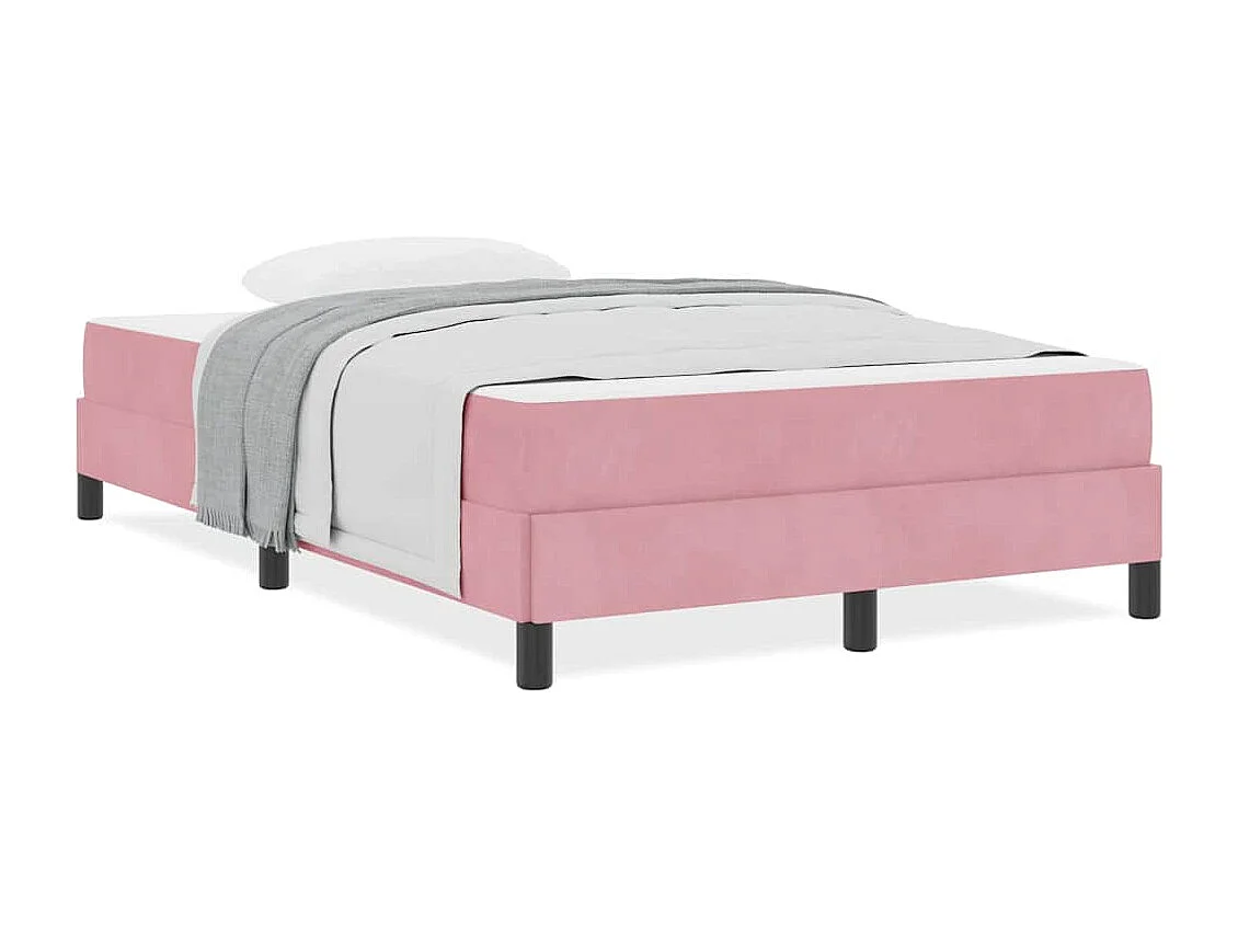 Cama box spring con colchón Rosa 120 x 190 cm Terciopelo