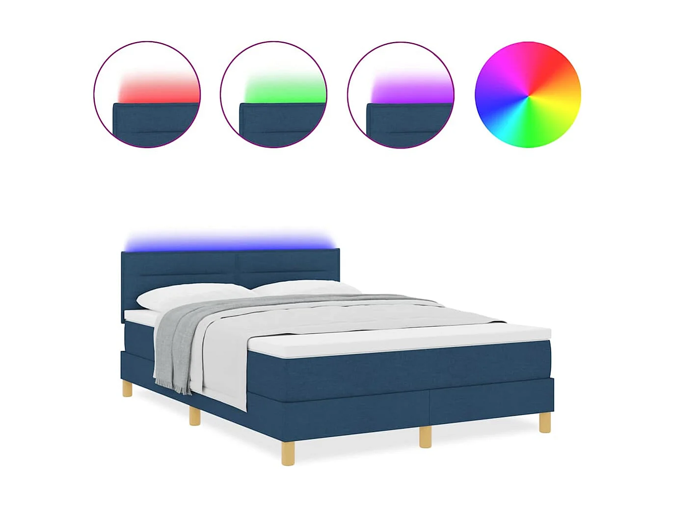 Cama tipo Box Spring con colchón Azul 140 x 200 cm tela