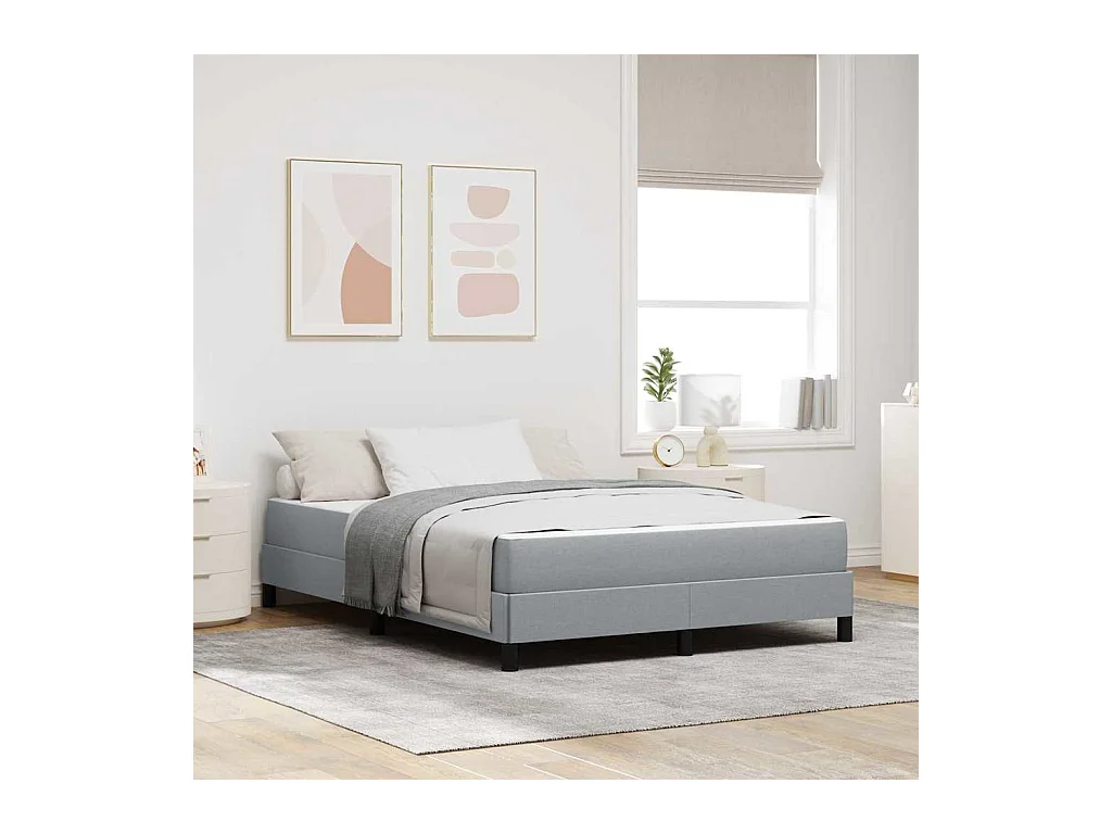 Cama Box com colchão Cinzento-claro 140 x 190 cm tecido