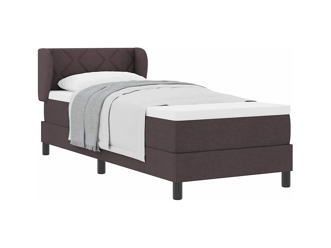 Cadre de lit avec matelas Marron foncé 80 x 200 cm tissu