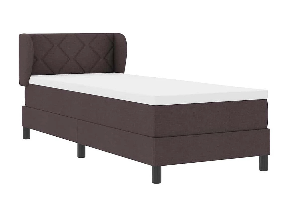 Cadre de lit avec matelas Marron foncé 80 x 200 cm tissu