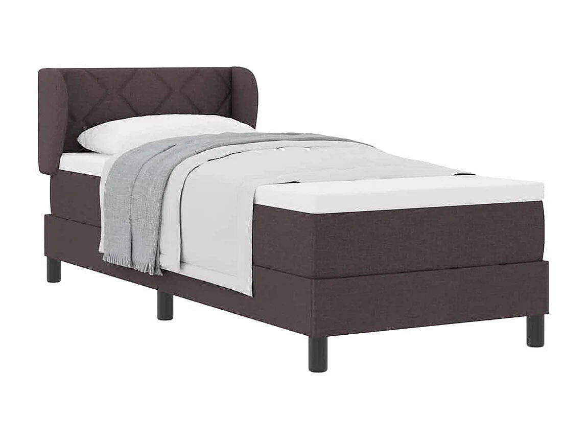 Cadre de lit avec matelas Marron foncé 80 x 200 cm tissu