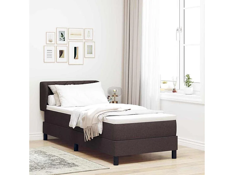 Cama box spring con colchón Marrón oscuro 80 x 200 cm tela