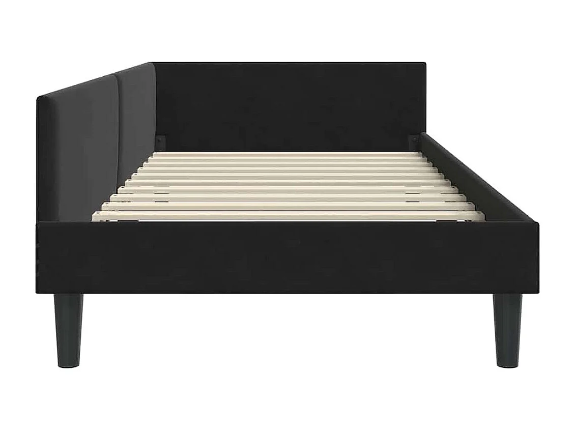 Cadre de lit d'angle Noir 90 x 190 cm Velours et bois stratifié