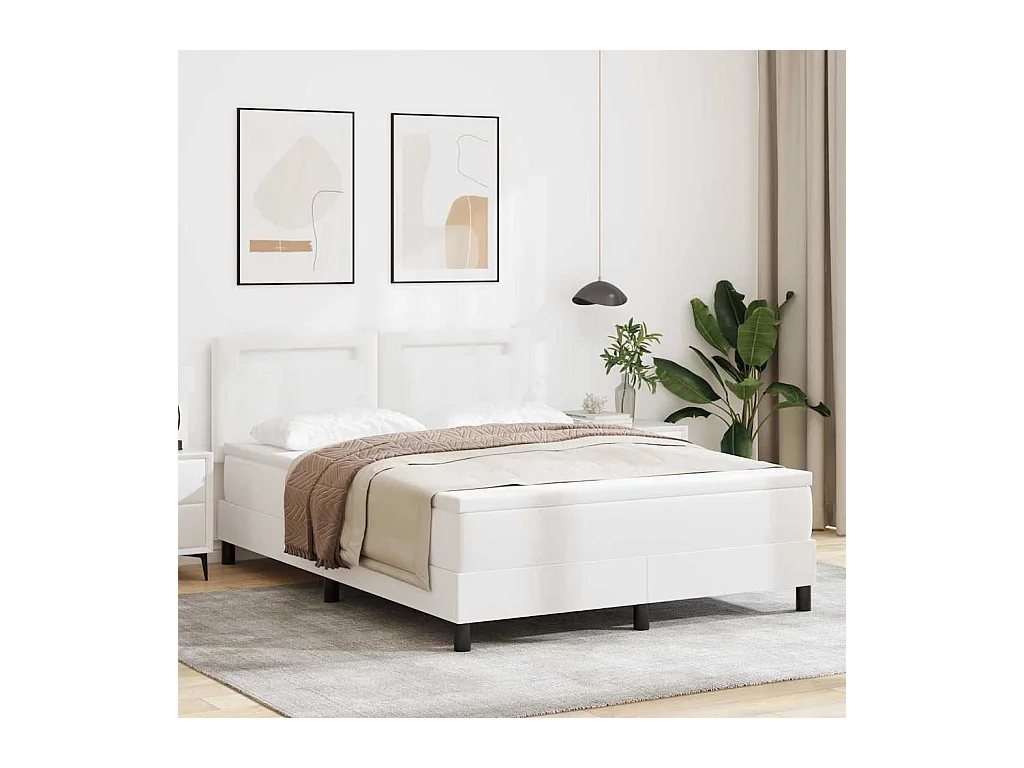 Cadre de lit avec matelas Blanc 140 x 200 cm Faux cuir