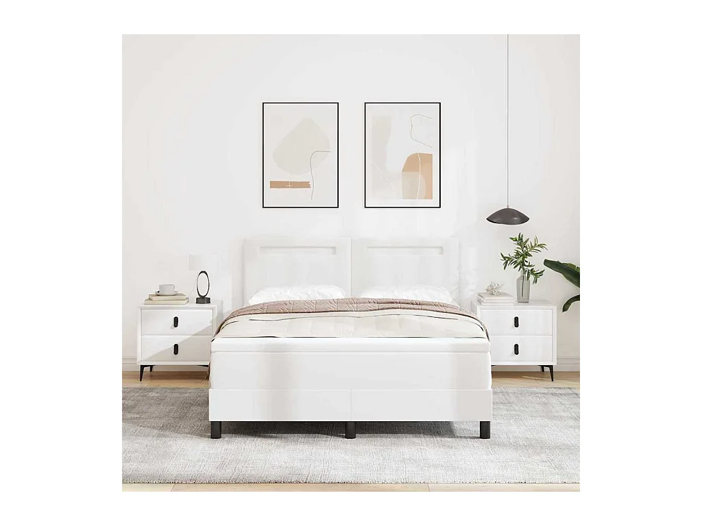 Cadre de lit avec matelas Blanc 140 x 200 cm Faux cuir
