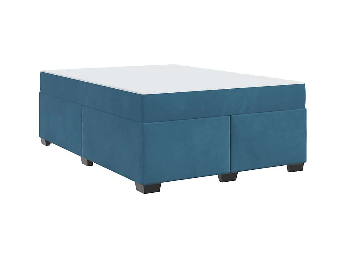 Cadre de lit avec matelas Bleu foncé 140 x 200 cm Velours