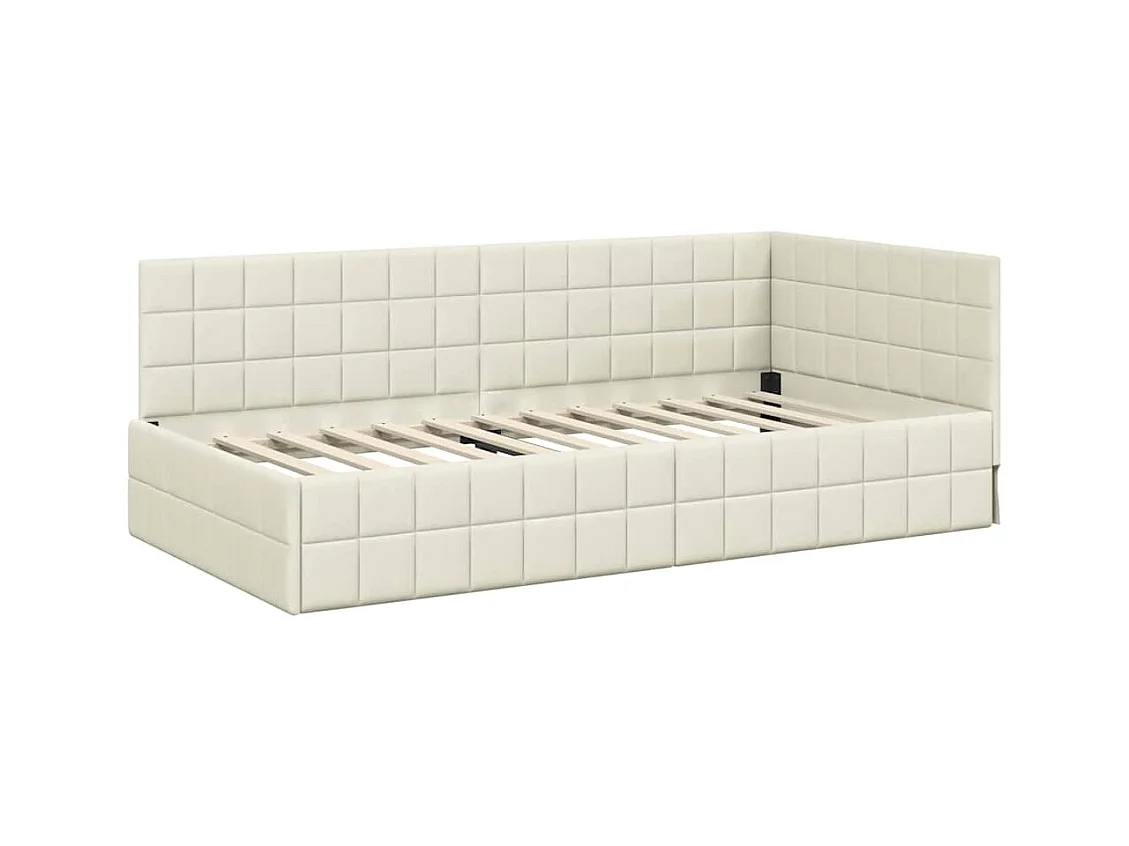 Cadre de lit d'angle Crème 100 x 200 cm Velours