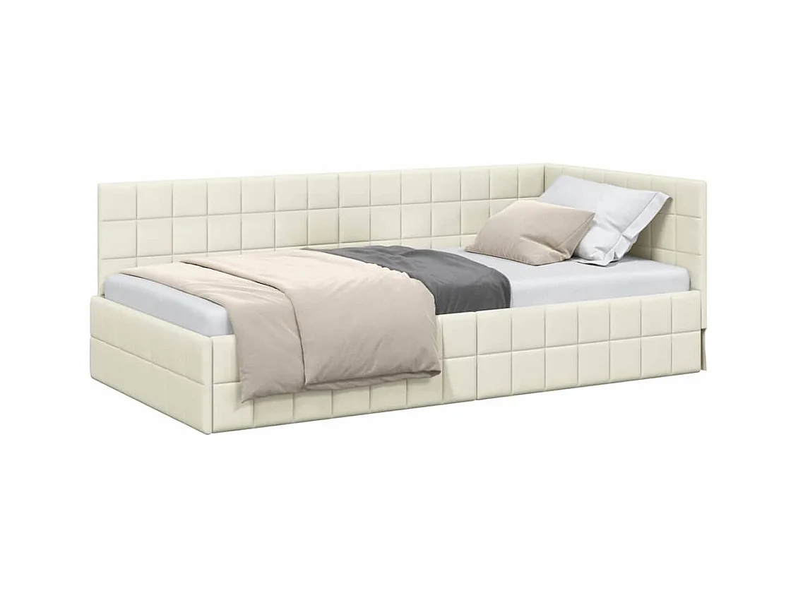 Cadre de lit d'angle Crème 100 x 200 cm Velours