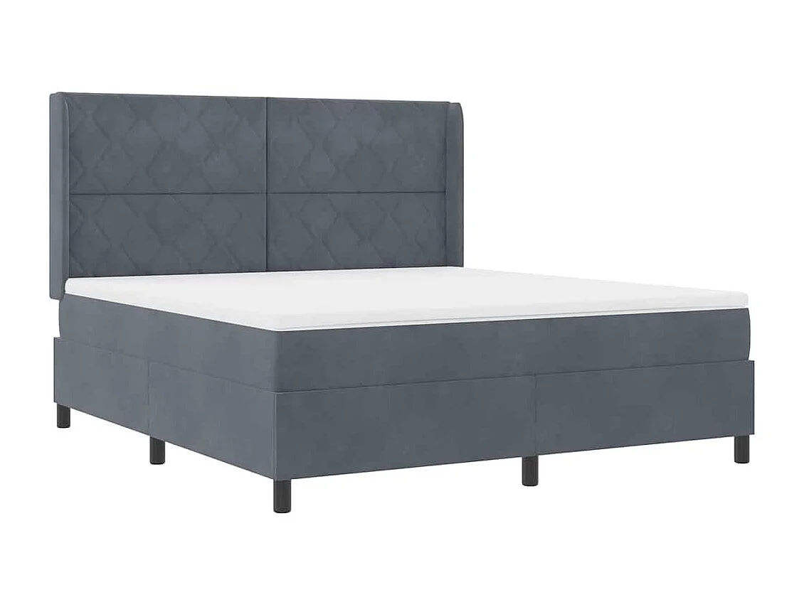 Cama con Box Spring LED y Colchón Gris oscuro 180 x 200 cm