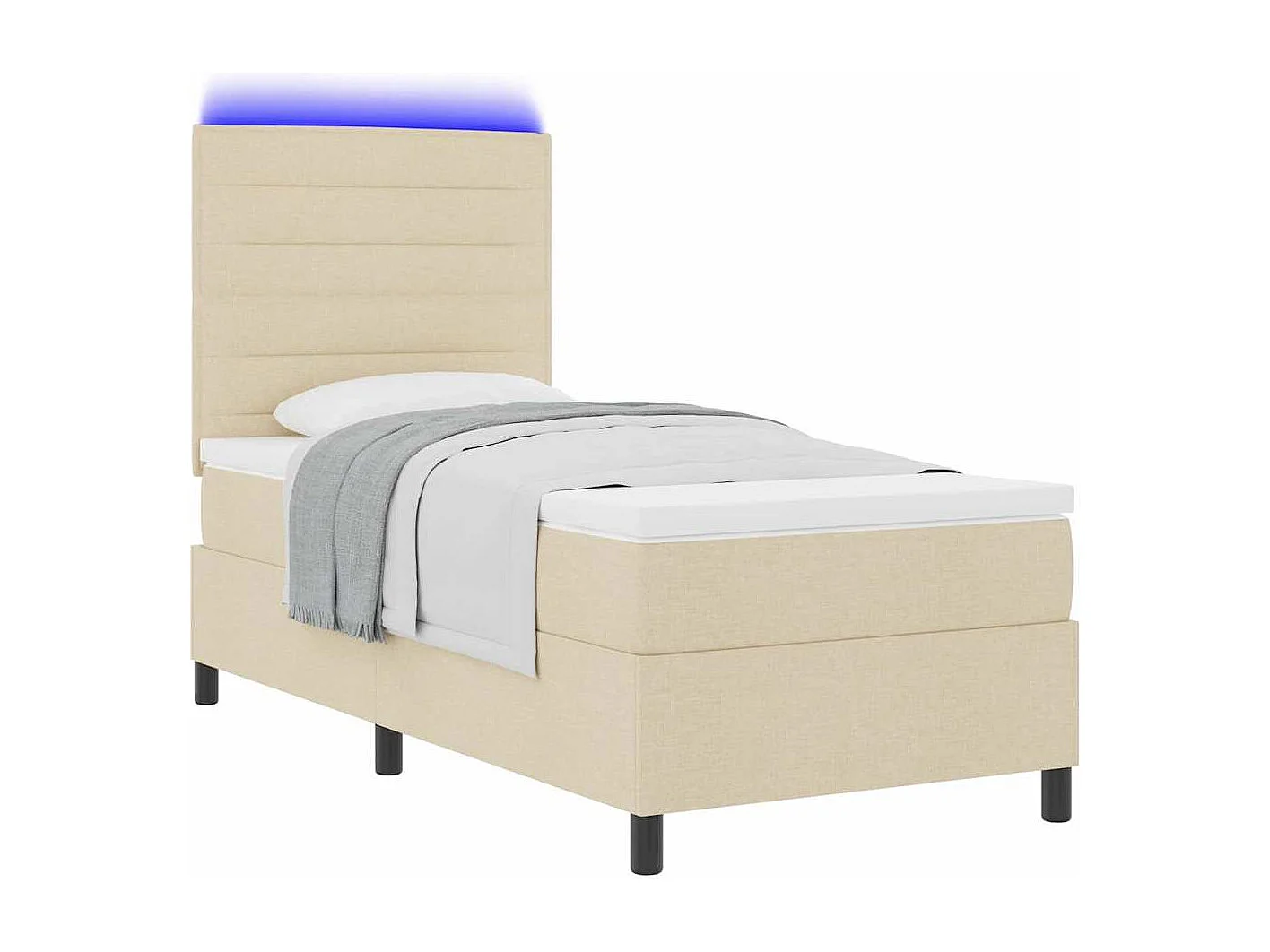 Cadre de lit avec matelas Crème 100 x 200 cm tissu