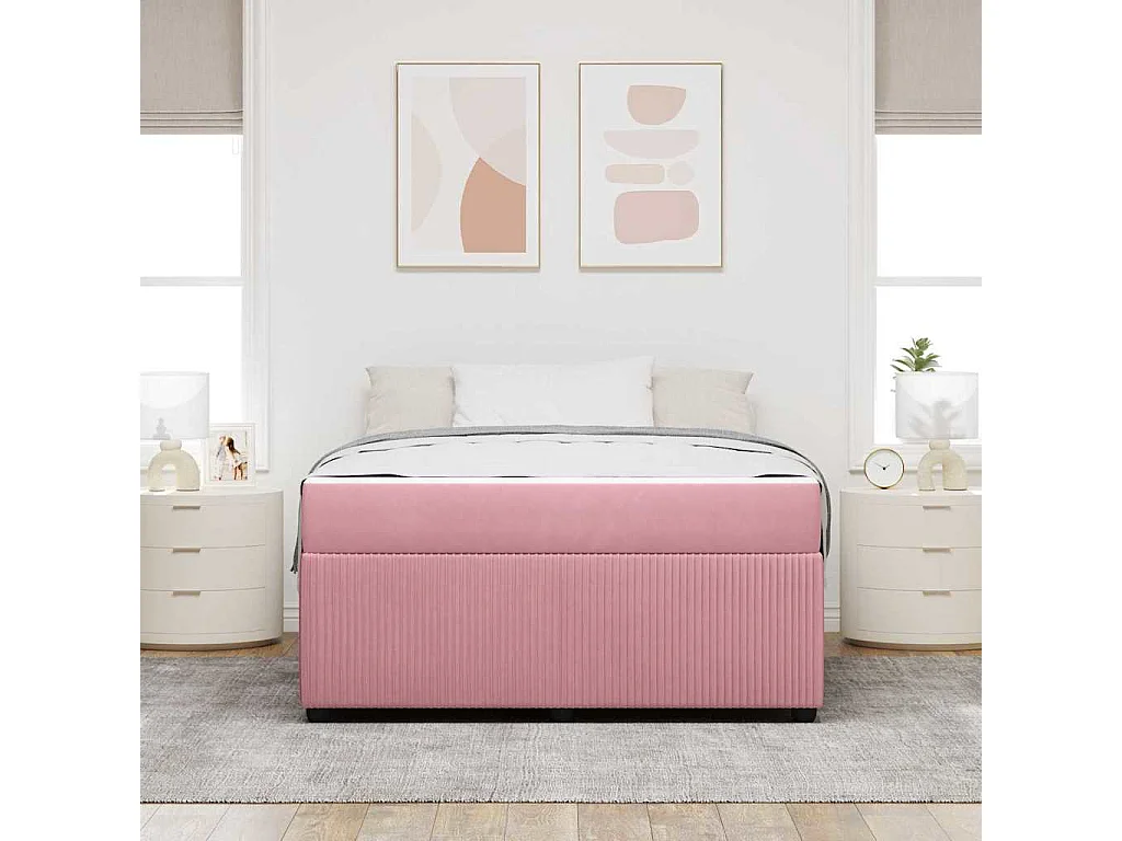 Cadre de lit avec matelas Rose 160 x 200 cm Velours