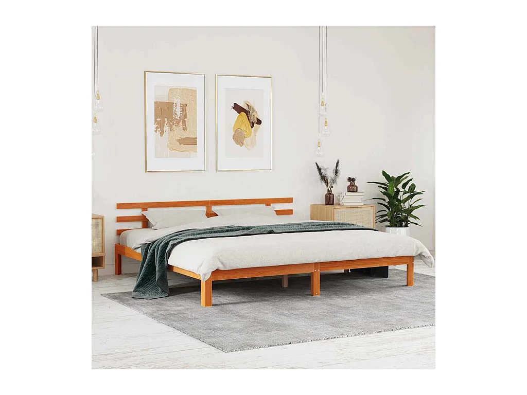 Bedframe Wasbruin 200 x 200 cm Massief grenenhout