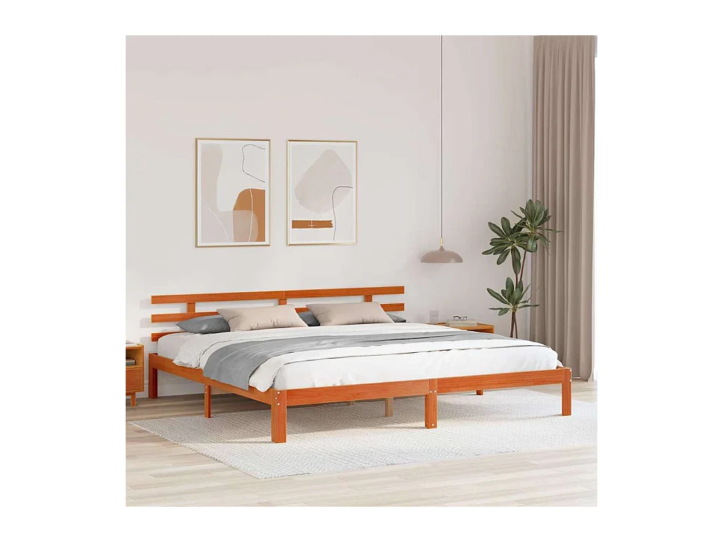 Bedframe Wasbruin 200 x 200 cm Massief grenenhout