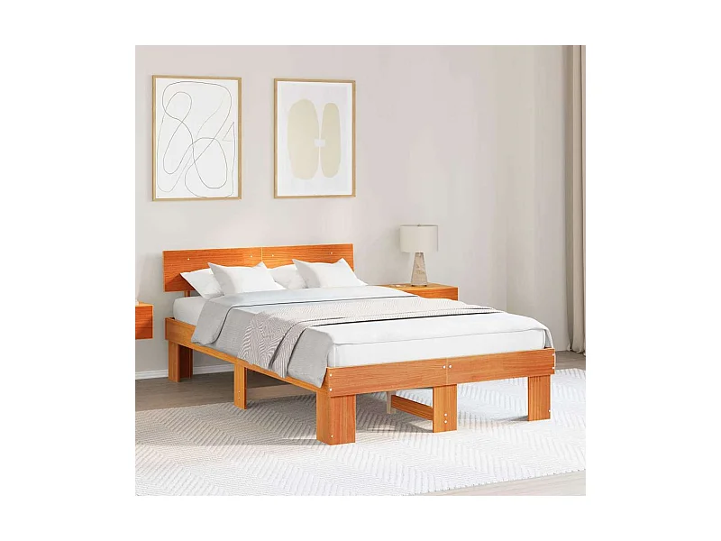 Cadre de lit Marron cire 120 x 190 cm Bois massif en pin