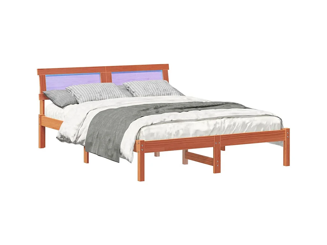 Cadre de lit Marron cire 120 x 200 cm Bois massif en pin