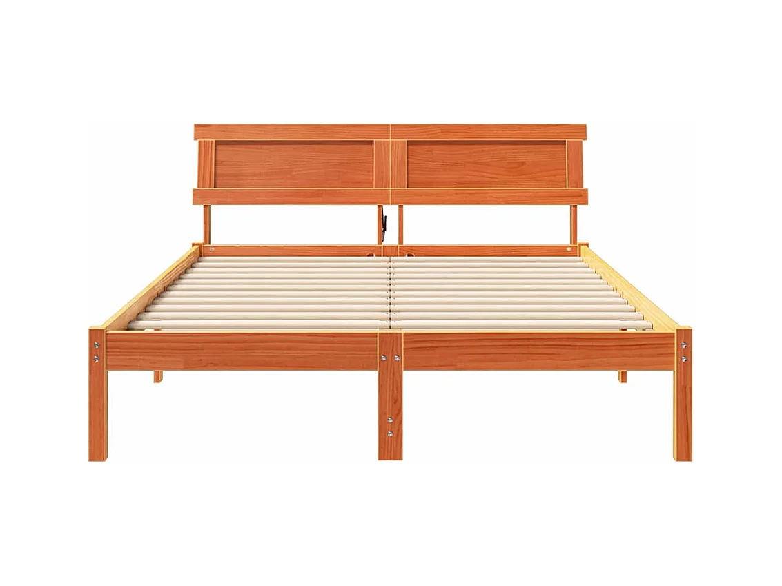 Cadre de lit Marron cire 120 x 200 cm Bois massif en pin