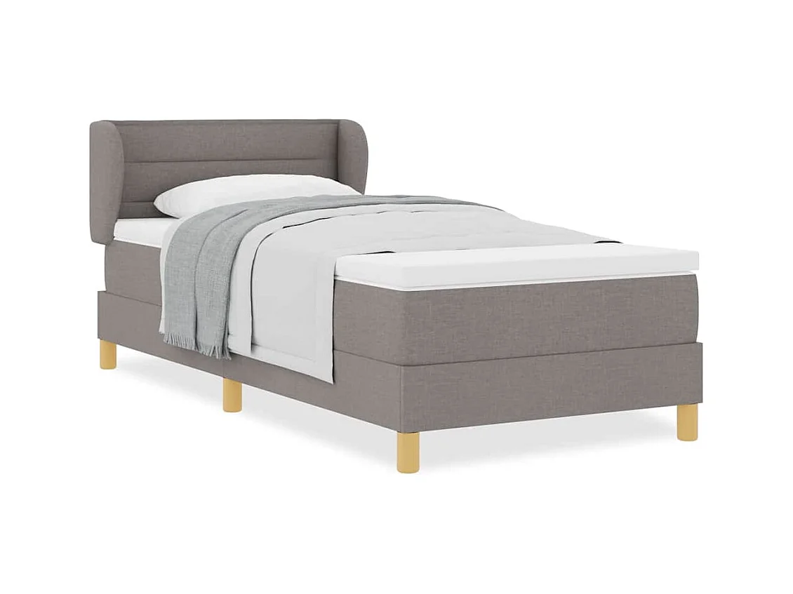 Cadre de lit avec Matelas Crème 90x200 cm Tissu Taupe
