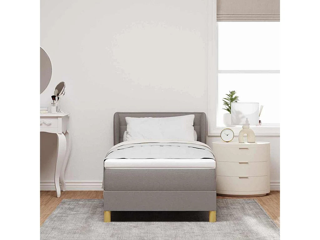 Boxspringbed met Matras Crème 90x200 cm Stof Taupe 80 x 200 cm